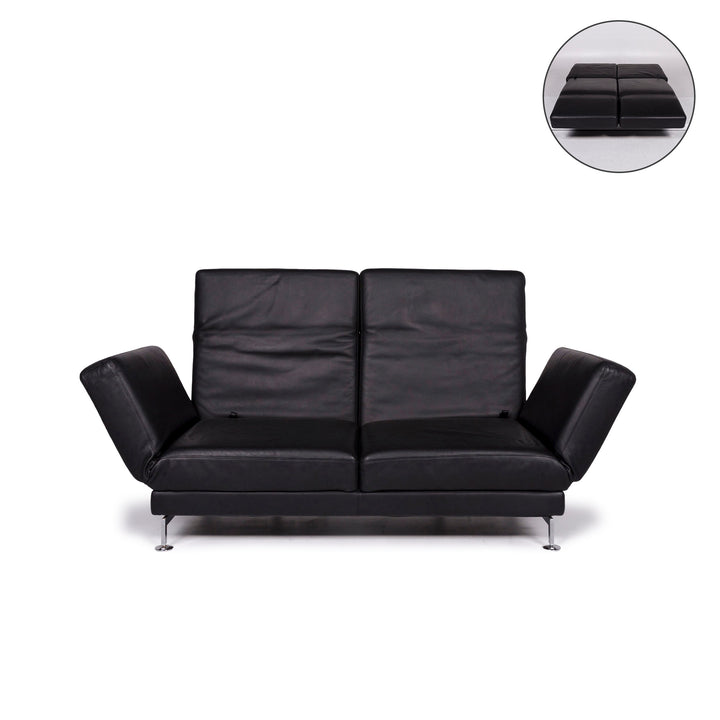 Brühl Moule Leder Sofa Schwarz Zweisitzer Relaxfunktion Funktion Couch #10677
