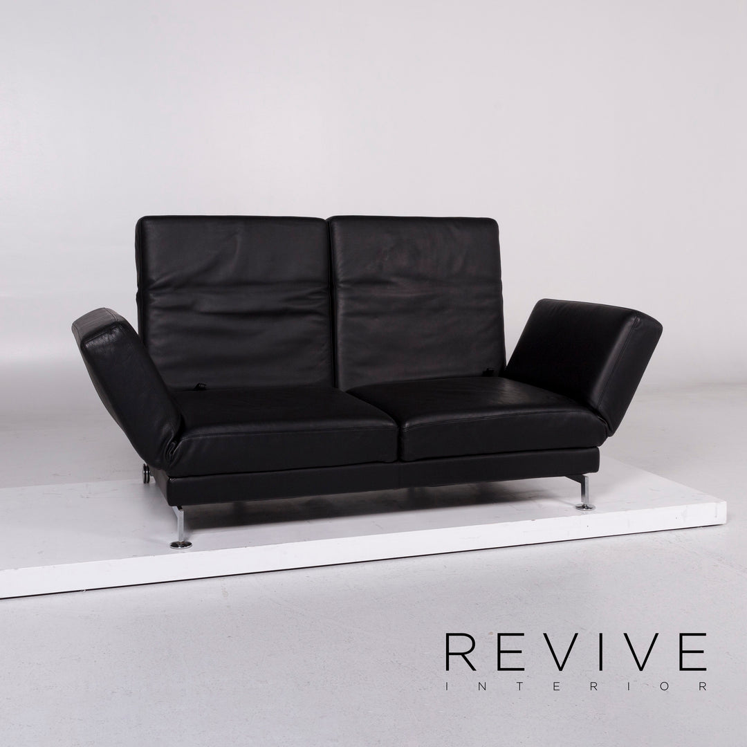 Brühl Moule Leder Sofa Schwarz Zweisitzer Relaxfunktion Funktion Couch #10677
