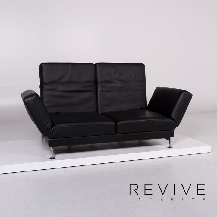 Brühl Moule Leder Sofa Schwarz Zweisitzer Relaxfunktion Funktion Couch #10677