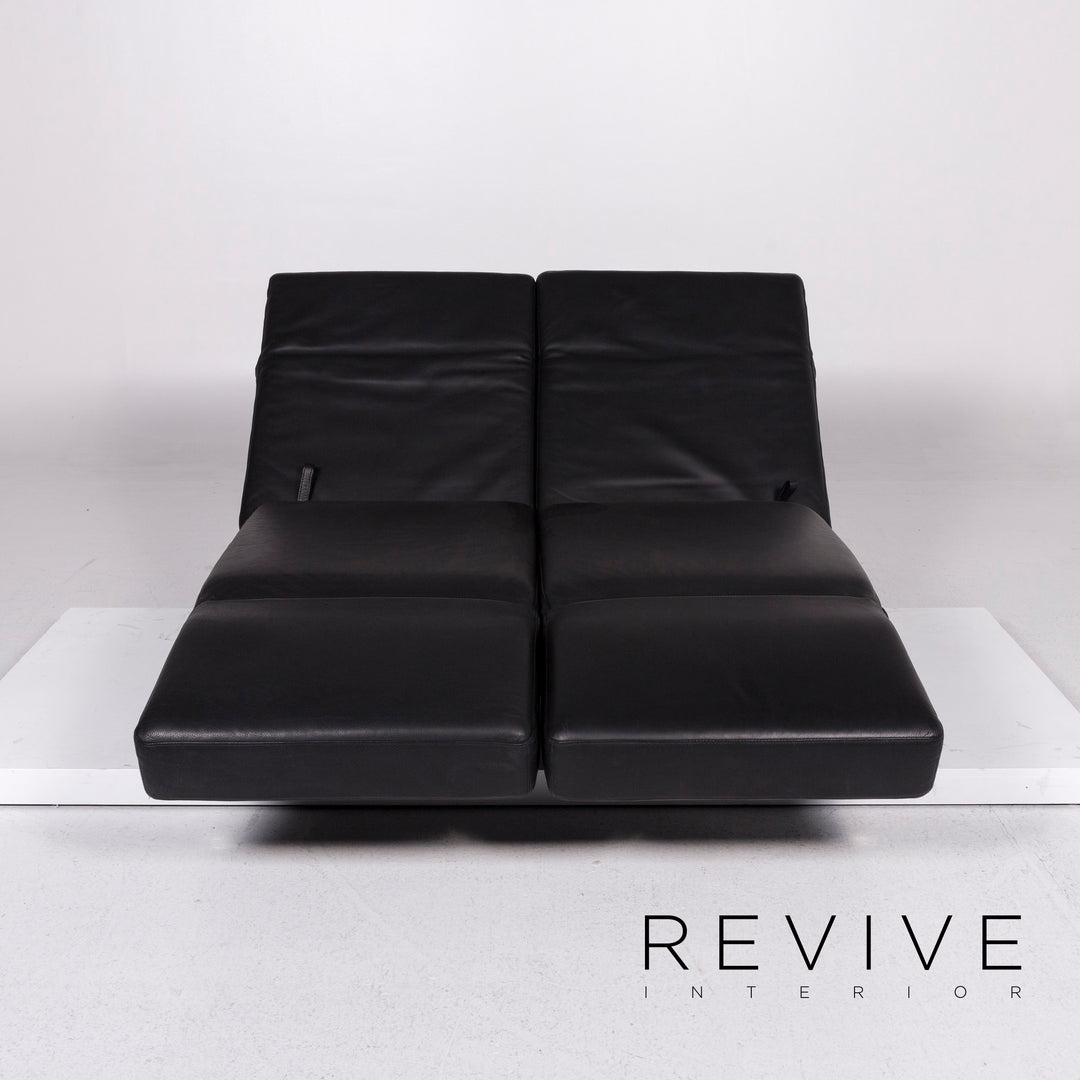 Brühl Moule Leder Sofa Schwarz Zweisitzer Relaxfunktion Funktion Couch #10677