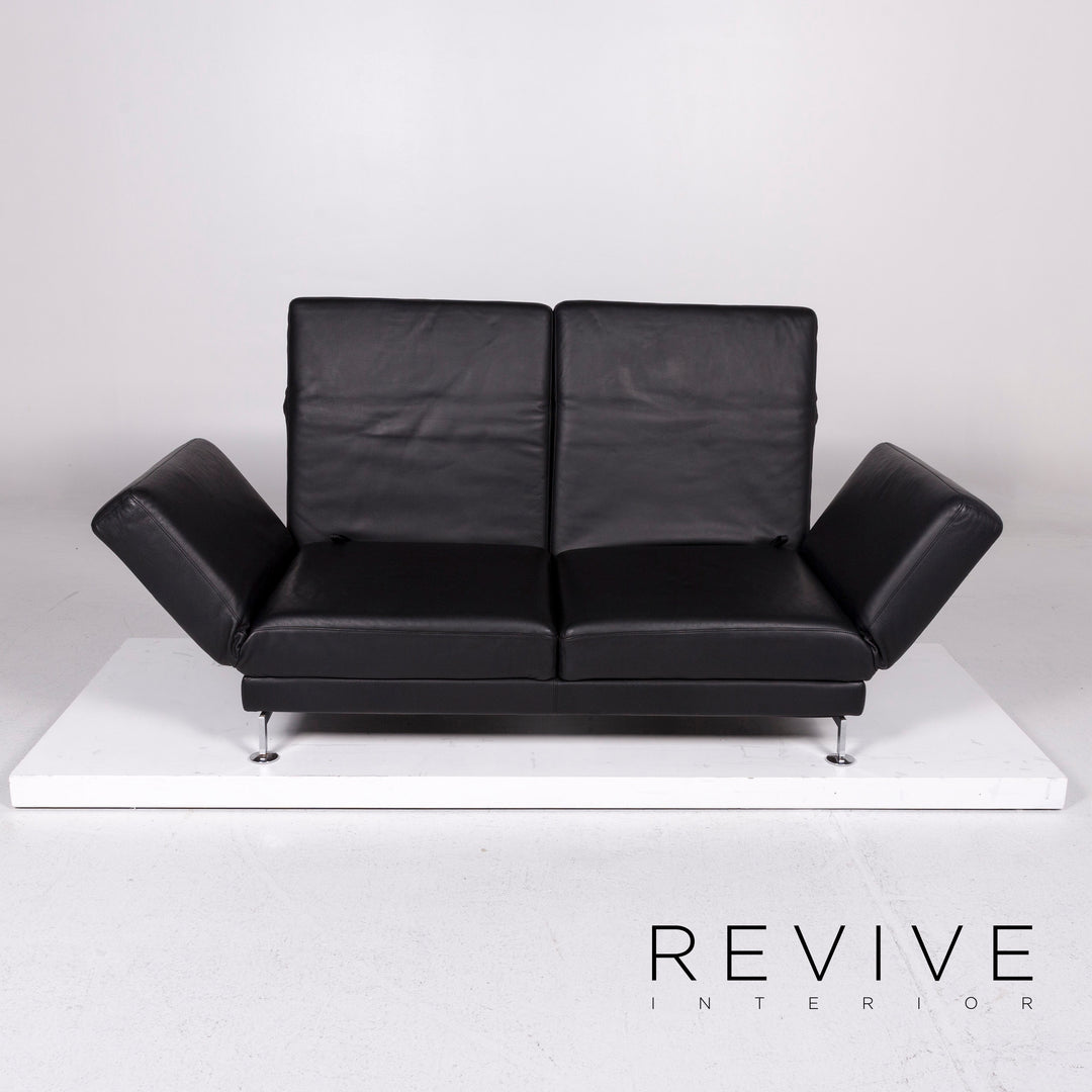 Brühl Moule Leder Sofa Schwarz Zweisitzer Relaxfunktion Funktion Couch #10677