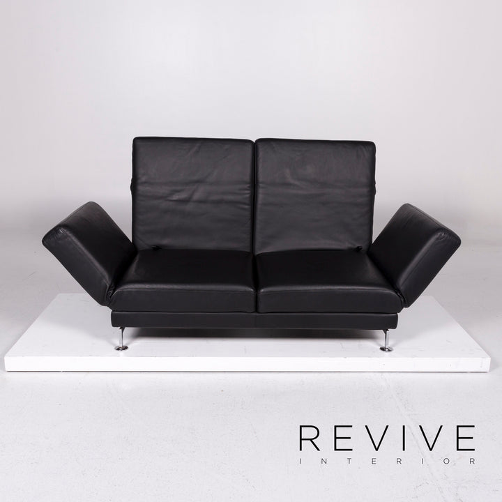 Brühl Moule Leder Sofa Schwarz Zweisitzer Relaxfunktion Funktion Couch #10677