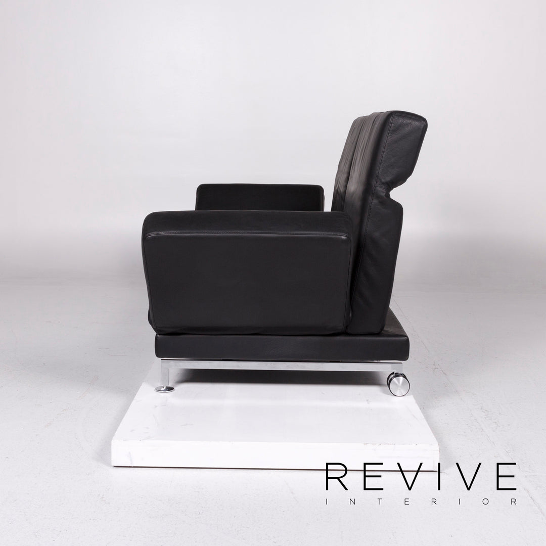 Brühl Moule Leder Sofa Schwarz Zweisitzer Relaxfunktion Funktion Couch #10677