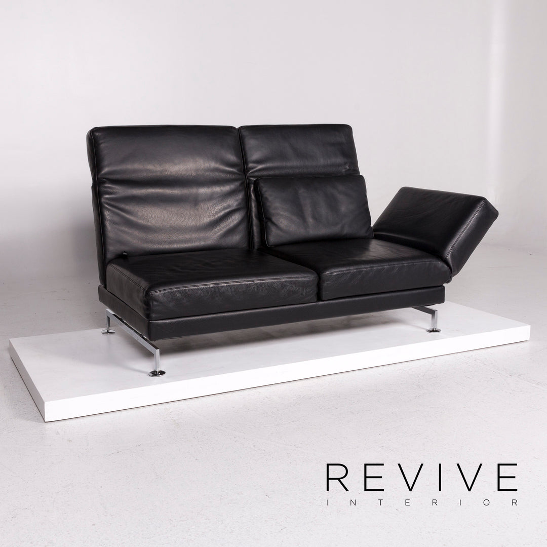 Brühl Moule Leder Sofa Schwarz Zweisitzer Relaxfunktion Funktion Couch #12052