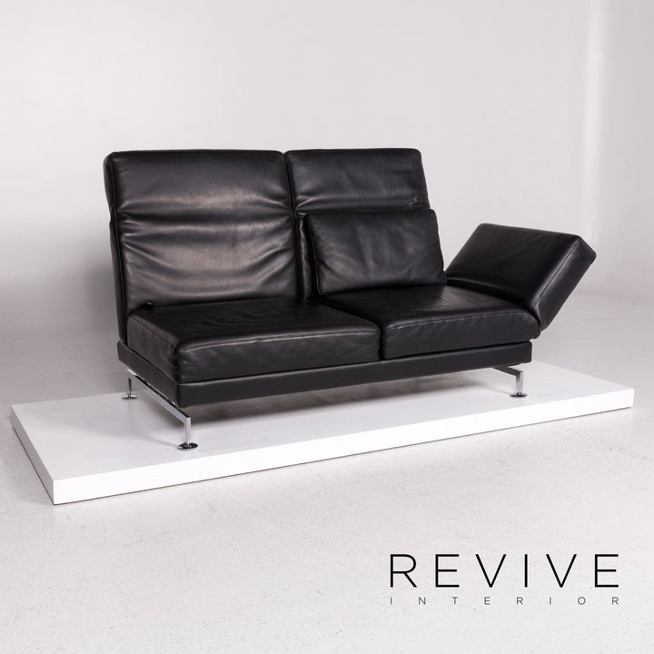 Brühl Moule Leder Sofa Schwarz Zweisitzer Relaxfunktion Funktion Couch #12052