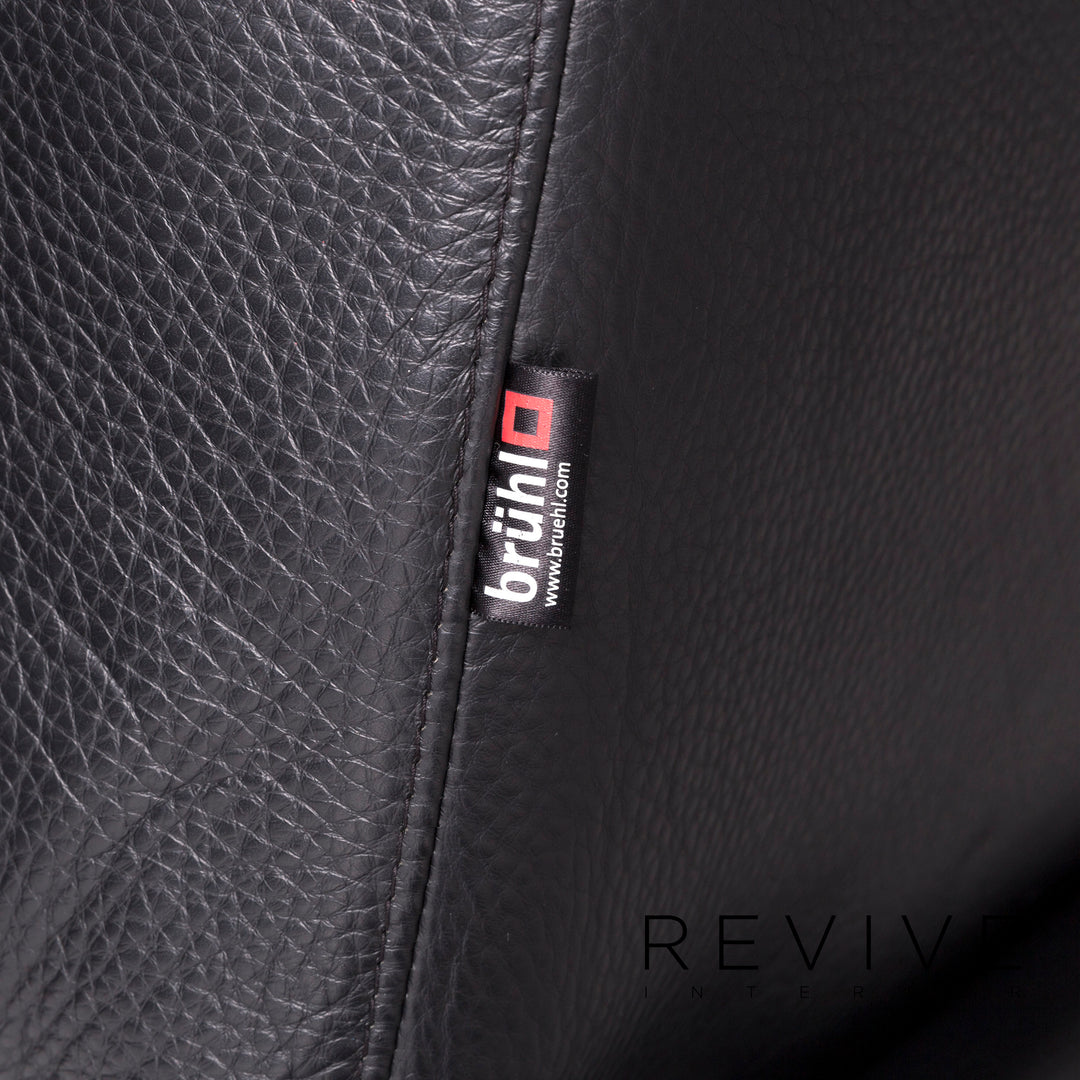 Brühl Moule Leder Sofa Schwarz Zweisitzer Relaxfunktion Funktion Couch #12052
