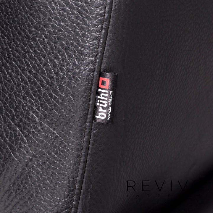 Brühl Moule Leder Sofa Schwarz Zweisitzer Relaxfunktion Funktion Couch #12052