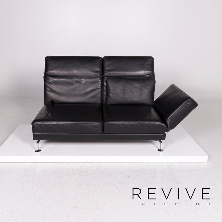 Brühl Moule Leder Sofa Schwarz Zweisitzer Relaxfunktion Funktion Couch #12052