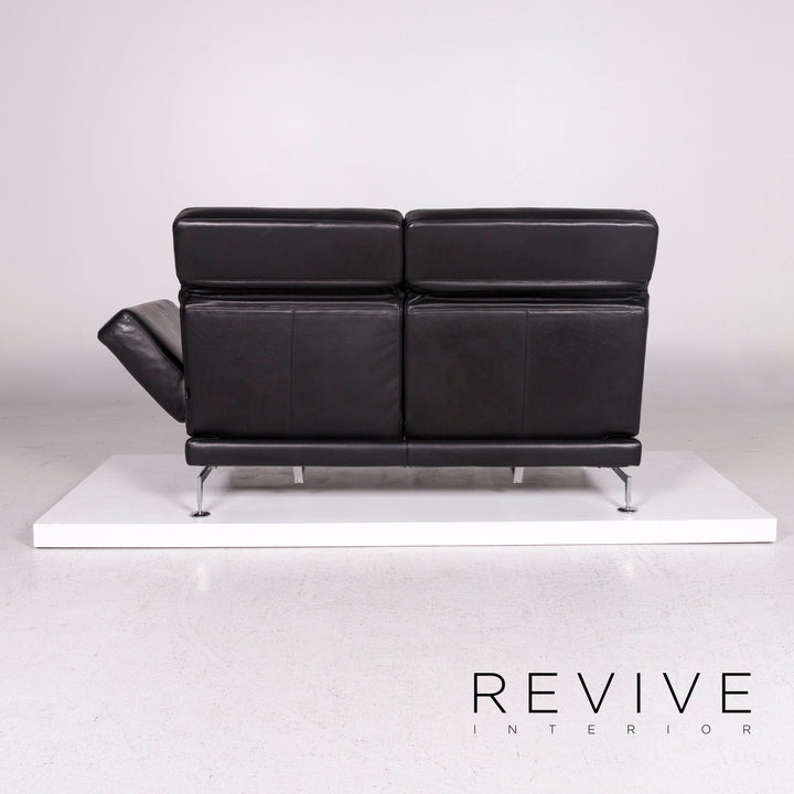 Brühl Moule Leder Sofa Schwarz Zweisitzer Relaxfunktion Funktion Couch #12052