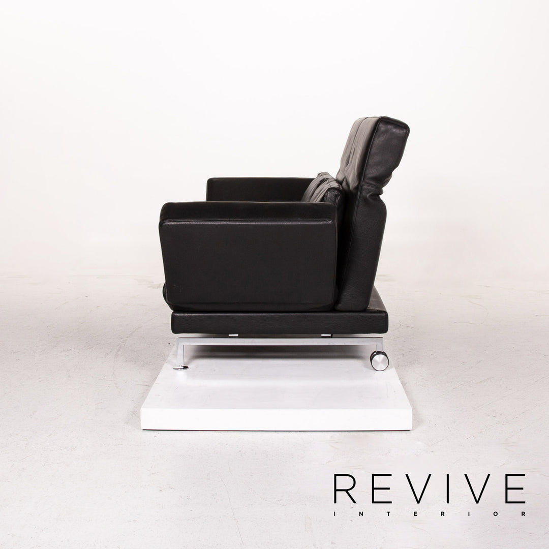 Brühl Moule Leder Sofa Schwarz Zweisitzer Schlafsofa Schlaffunktion Relaxfunktion Funktion Couch #13513