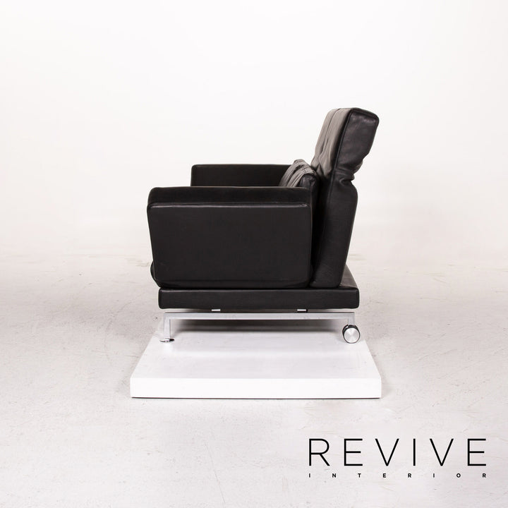 Brühl Moule Leder Sofa Schwarz Zweisitzer Schlafsofa Schlaffunktion Relaxfunktion Funktion Couch #13513