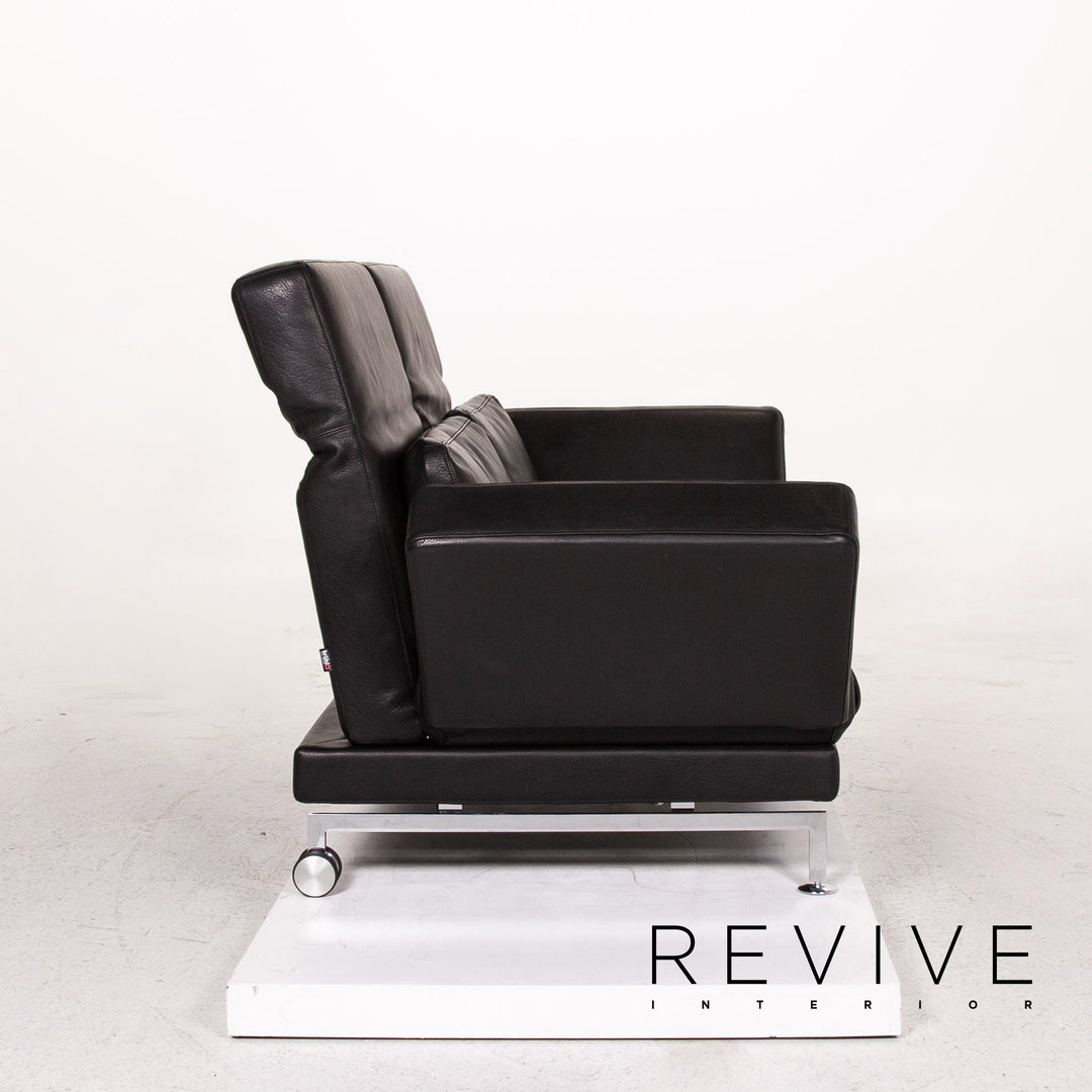 Brühl Moule Leder Sofa Schwarz Zweisitzer Schlafsofa Schlaffunktion Relaxfunktion Funktion Couch #13513