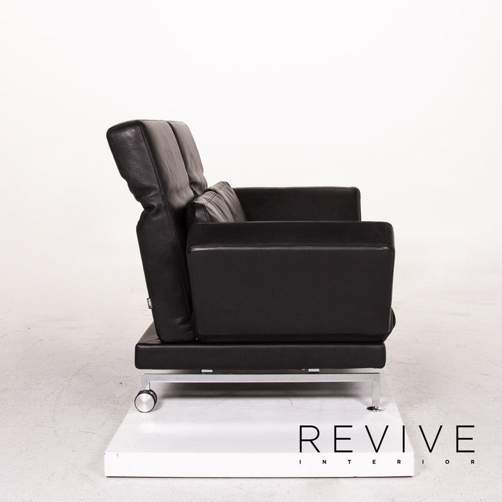 Brühl Moule Leder Sofa Schwarz Zweisitzer Schlafsofa Schlaffunktion Relaxfunktion Funktion Couch #13513