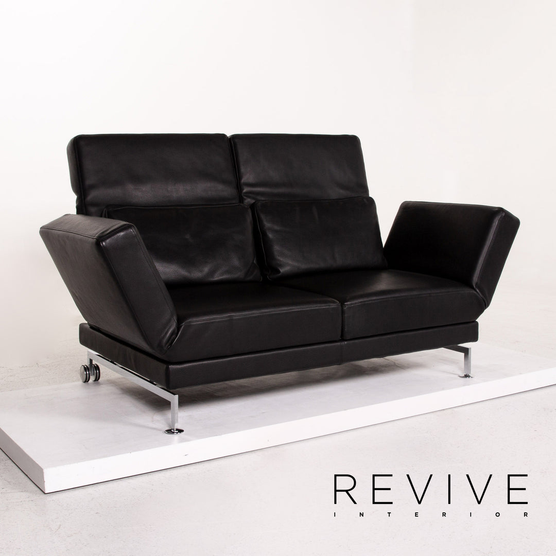 Brühl Moule Leder Sofa Schwarz Zweisitzer Schlafsofa Schlaffunktion Relaxfunktion Funktion Couch #13513