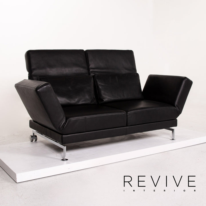 Brühl Moule Leder Sofa Schwarz Zweisitzer Schlafsofa Schlaffunktion Relaxfunktion Funktion Couch #13513