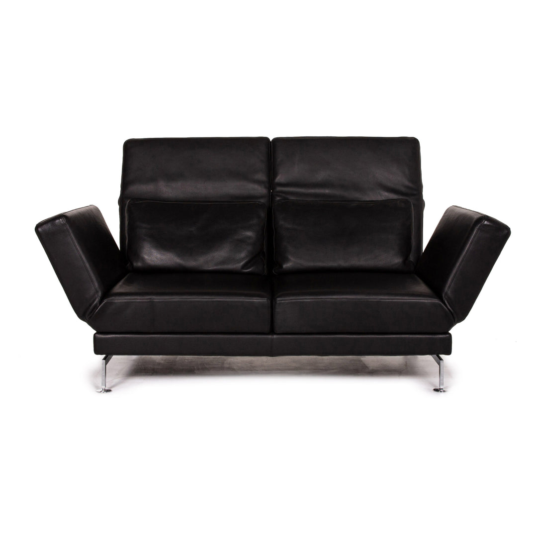 Brühl Moule Leder Sofa Schwarz Zweisitzer Schlafsofa Schlaffunktion Relaxfunktion Funktion Couch #13513