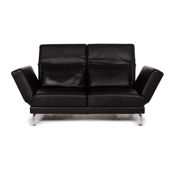 Brühl Moule Leder Sofa Schwarz Zweisitzer Schlafsofa Schlaffunktion Relaxfunktion Funktion Couch #13513