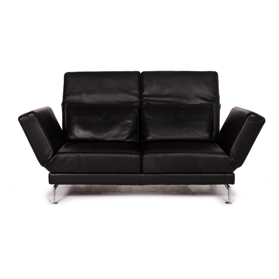 Brühl Moule Leder Sofa Schwarz Zweisitzer Schlafsofa Schlaffunktion Relaxfunktion Funktion Couch #13513