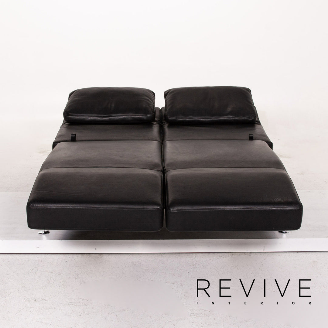 Brühl Moule Leder Sofa Schwarz Zweisitzer Schlafsofa Schlaffunktion Relaxfunktion Funktion Couch #13513