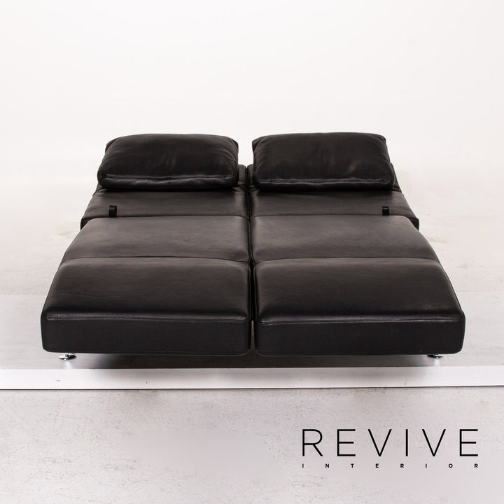 Brühl Moule Leder Sofa Schwarz Zweisitzer Schlafsofa Schlaffunktion Relaxfunktion Funktion Couch #13513