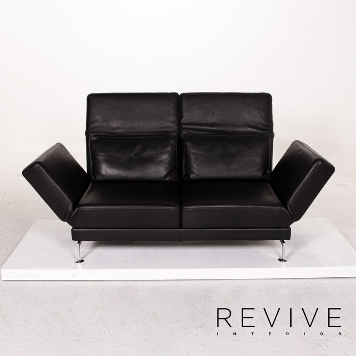 Brühl Moule Leder Sofa Schwarz Zweisitzer Schlafsofa Schlaffunktion Relaxfunktion Funktion Couch #13513