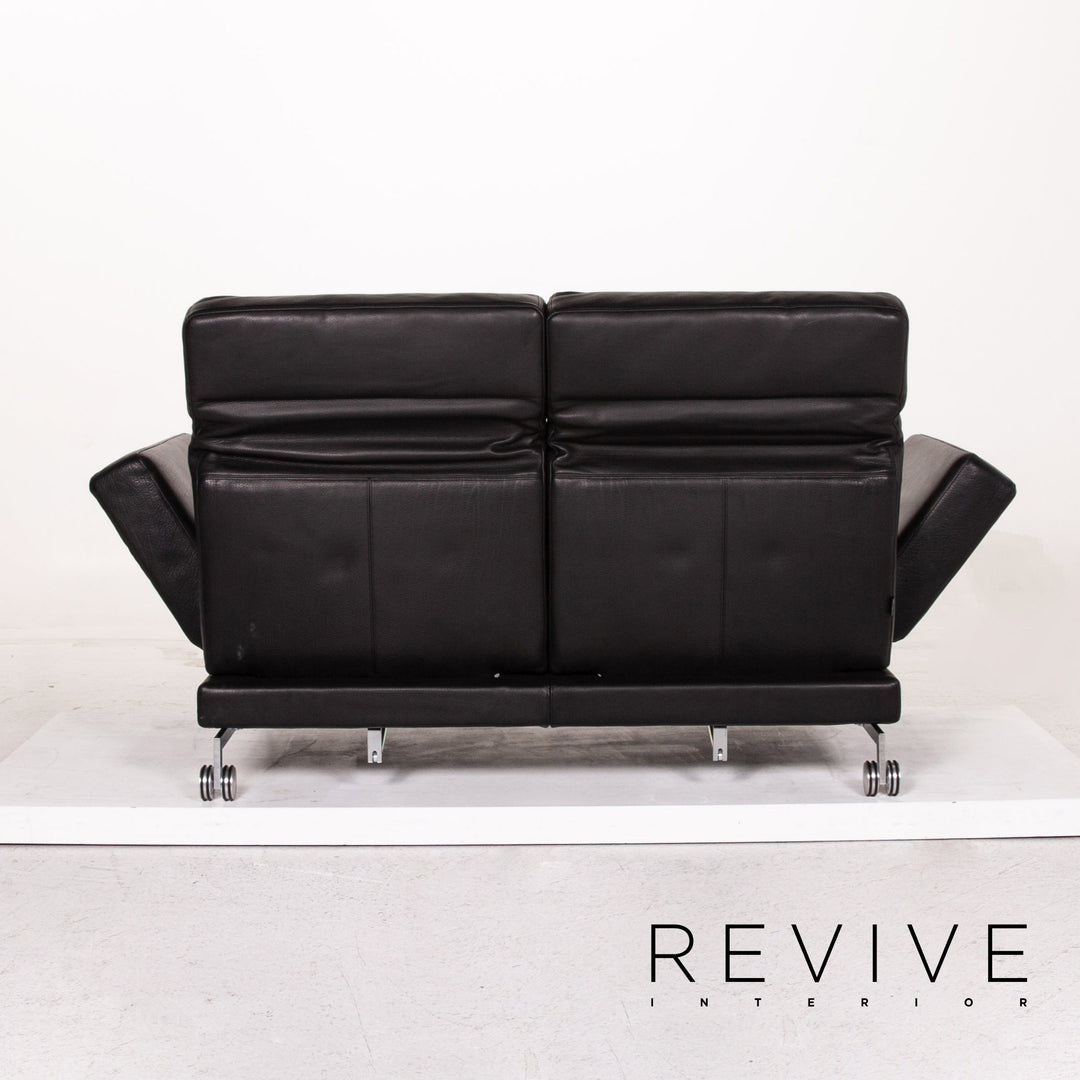 Brühl Moule Leder Sofa Schwarz Zweisitzer Schlafsofa Schlaffunktion Relaxfunktion Funktion Couch #13513