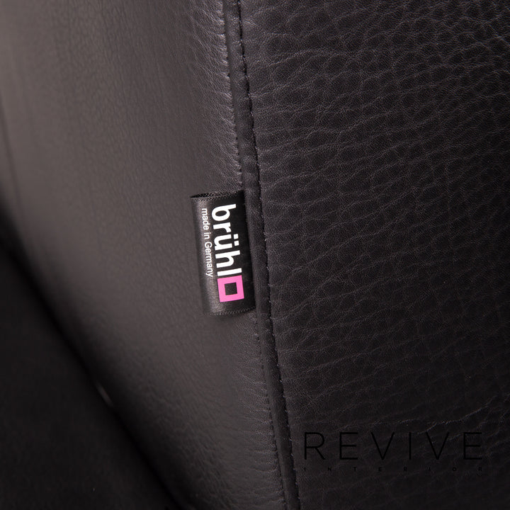 Brühl Moule Leder Sofa Schwarz Zweisitzer Schlafsofa Schlaffunktion Relaxfunktion Funktion Couch #13513