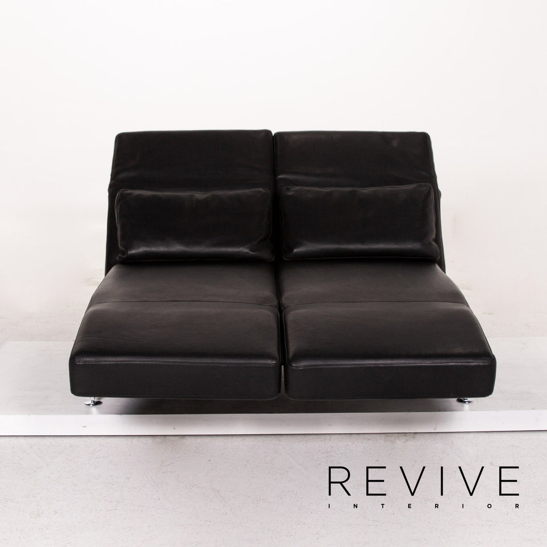 Brühl Moule Leder Sofa Schwarz Zweisitzer Schlafsofa Schlaffunktion Relaxfunktion Funktion Couch #13513