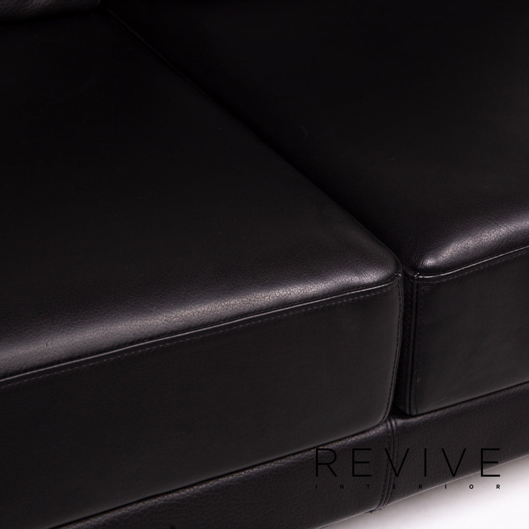 Brühl Moule Leder Sofa Schwarz Zweisitzer Schlafsofa Schlaffunktion Relaxfunktion Funktion Couch #13513