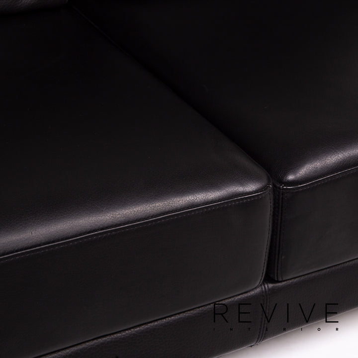 Brühl Moule Leder Sofa Schwarz Zweisitzer Schlafsofa Schlaffunktion Relaxfunktion Funktion Couch #13513