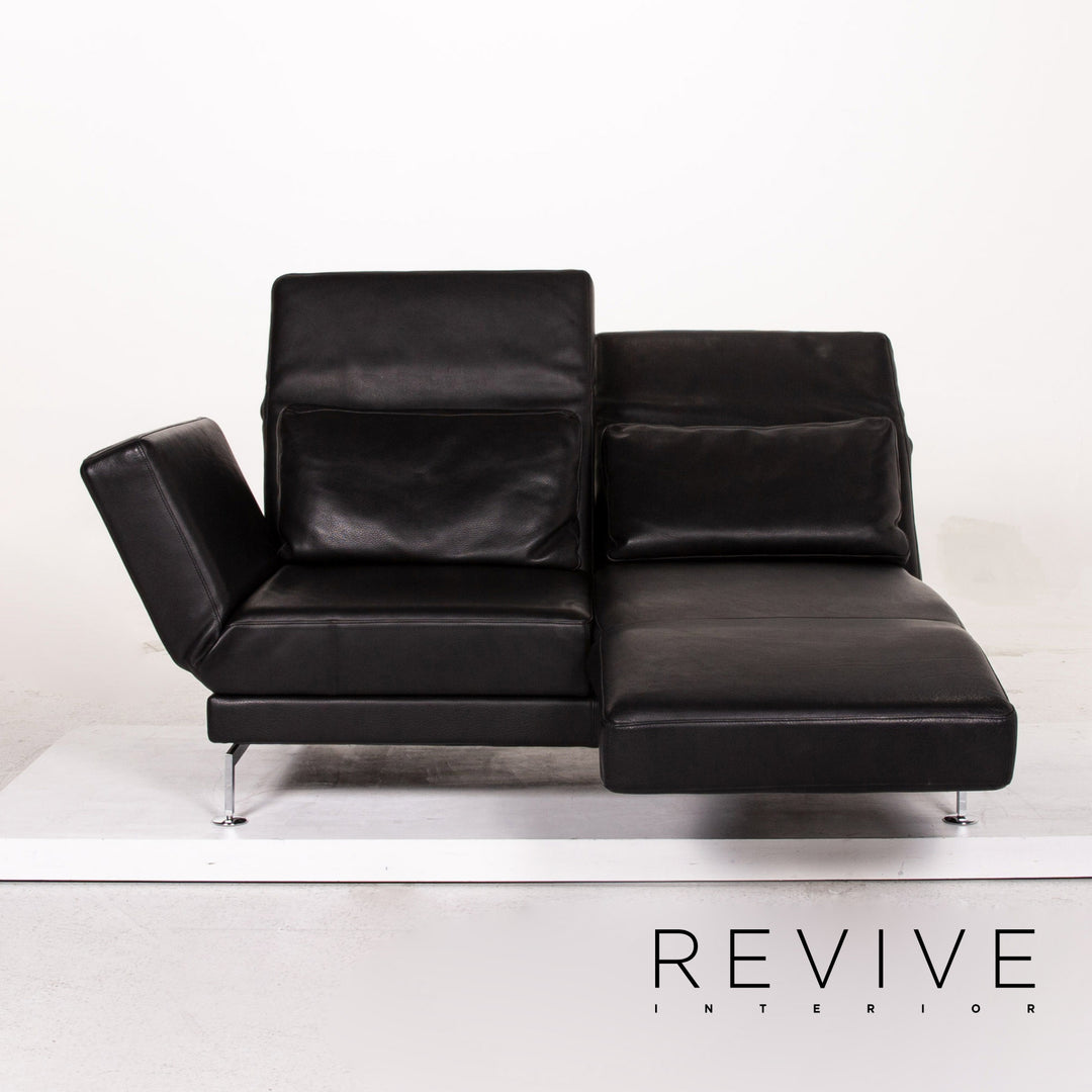 Brühl Moule Leder Sofa Schwarz Zweisitzer Schlafsofa Schlaffunktion Relaxfunktion Funktion Couch #13513