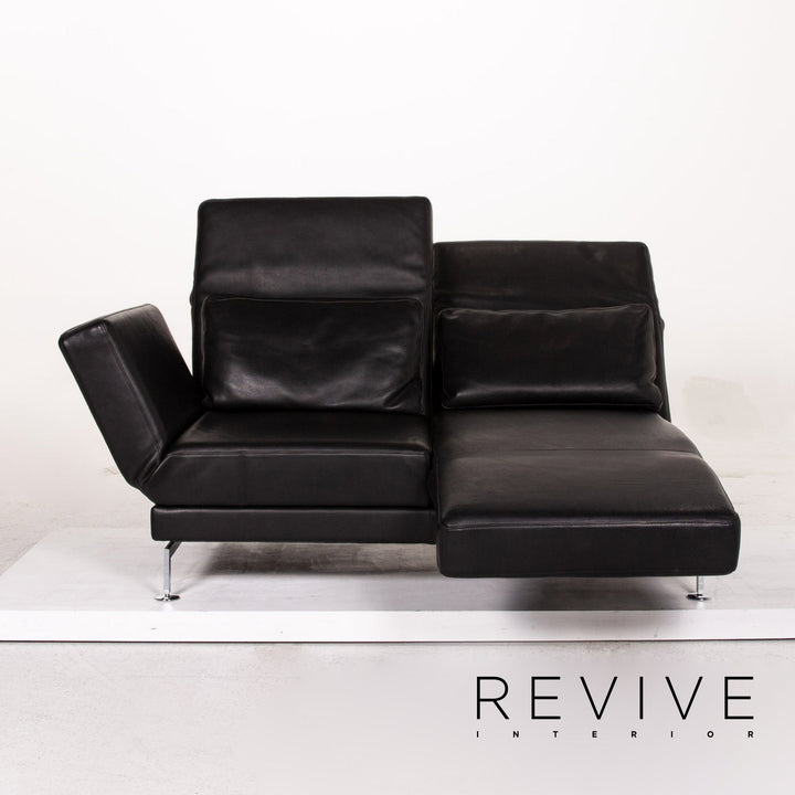 Brühl Moule Leder Sofa Schwarz Zweisitzer Schlafsofa Schlaffunktion Relaxfunktion Funktion Couch #13513