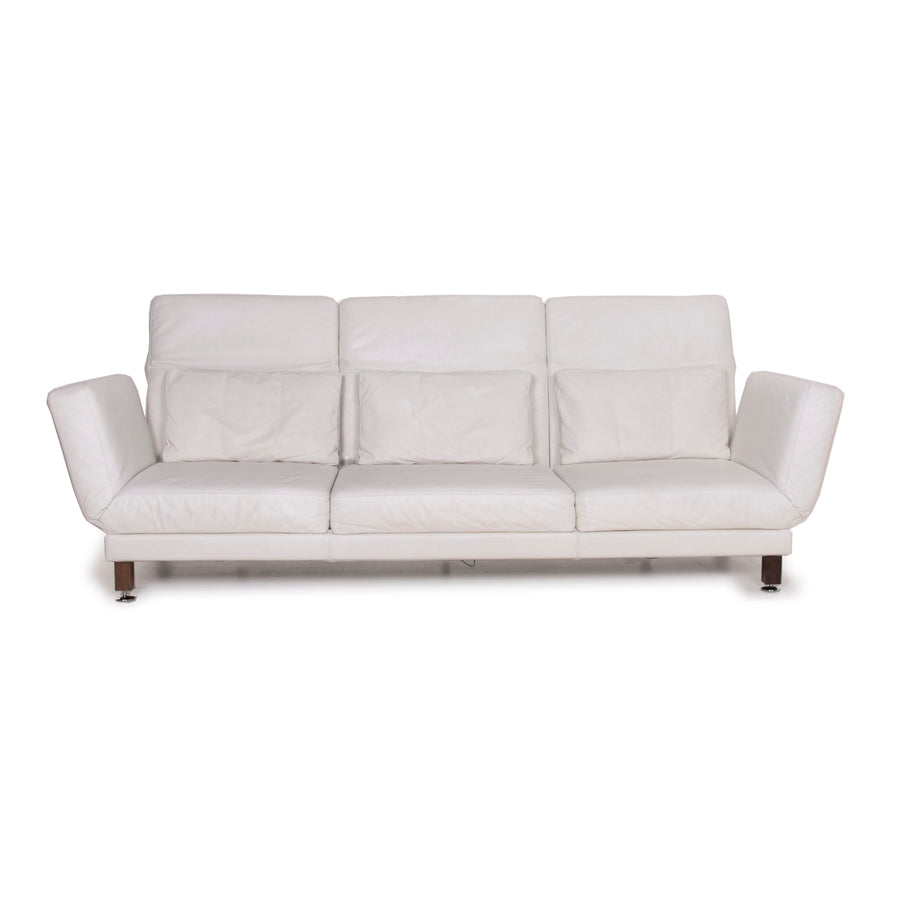 Brühl & Sippold Moule Leder Sofa Weiß Dreisitzer Relaxfunktion #14959