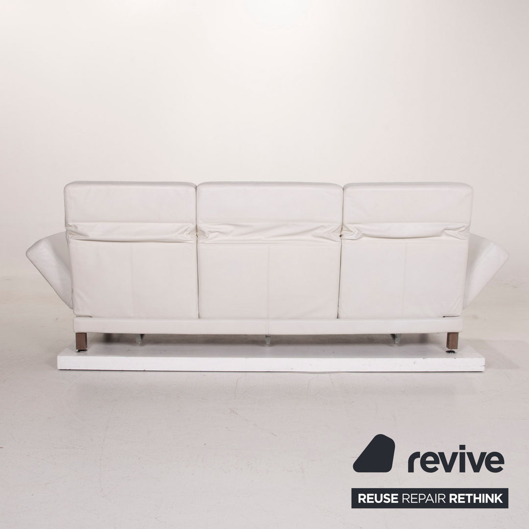 Brühl & Sippold Moule Leder Sofa Weiß Dreisitzer Relaxfunktion #14959