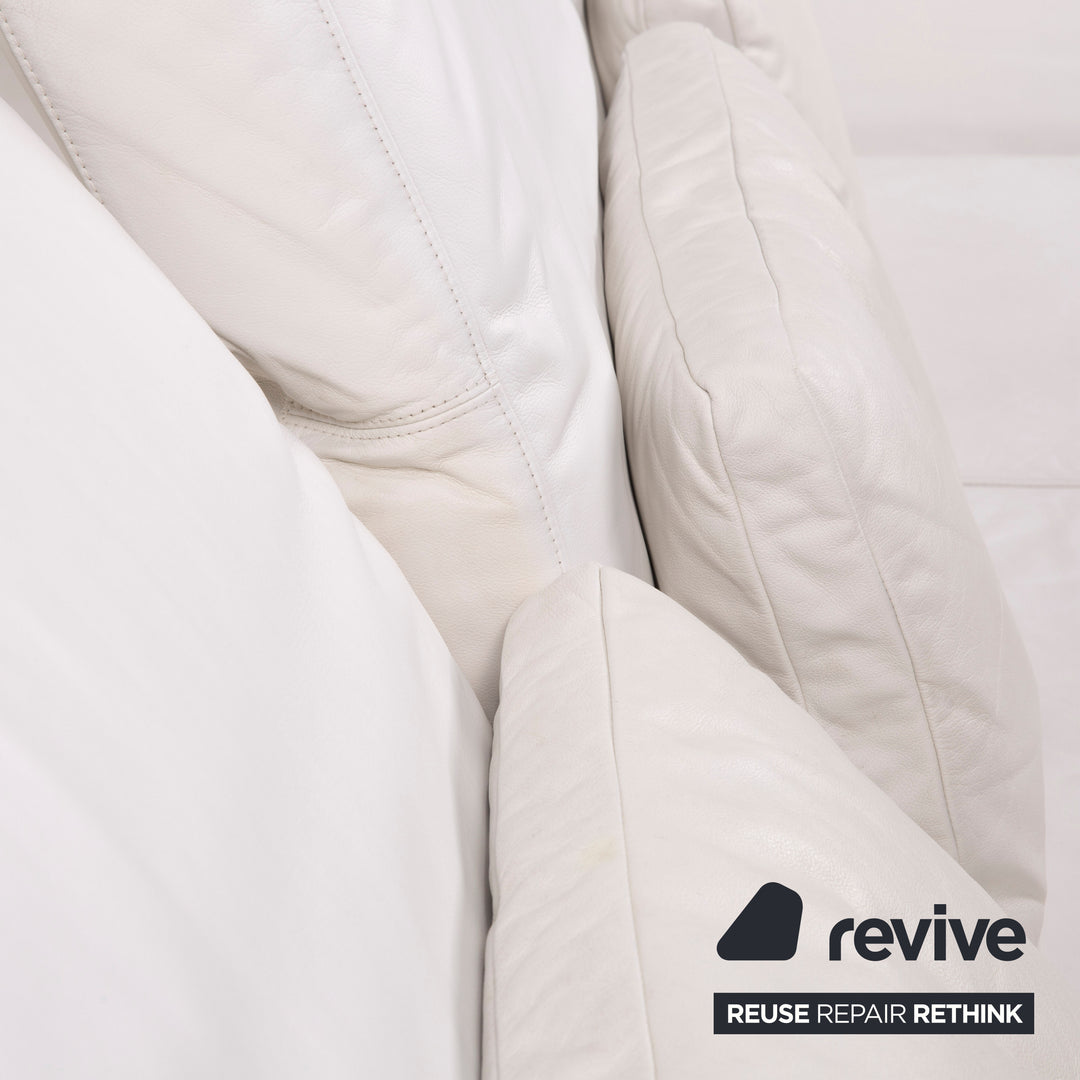 Brühl & Sippold Moule Leder Sofa Weiß Dreisitzer Relaxfunktion #14959