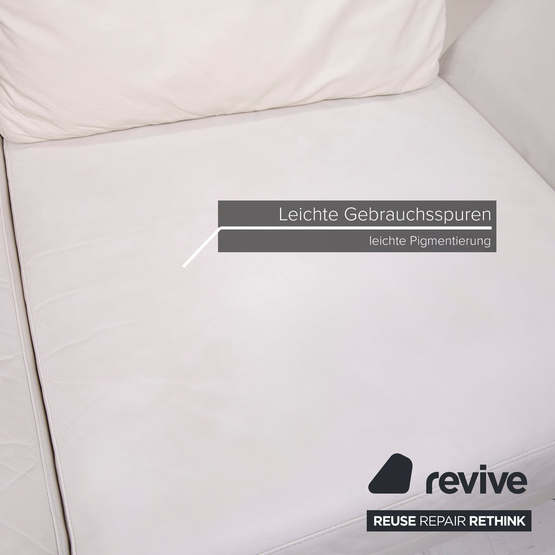 Brühl & Sippold Moule Leder Sofa Weiß Dreisitzer Relaxfunktion #14959