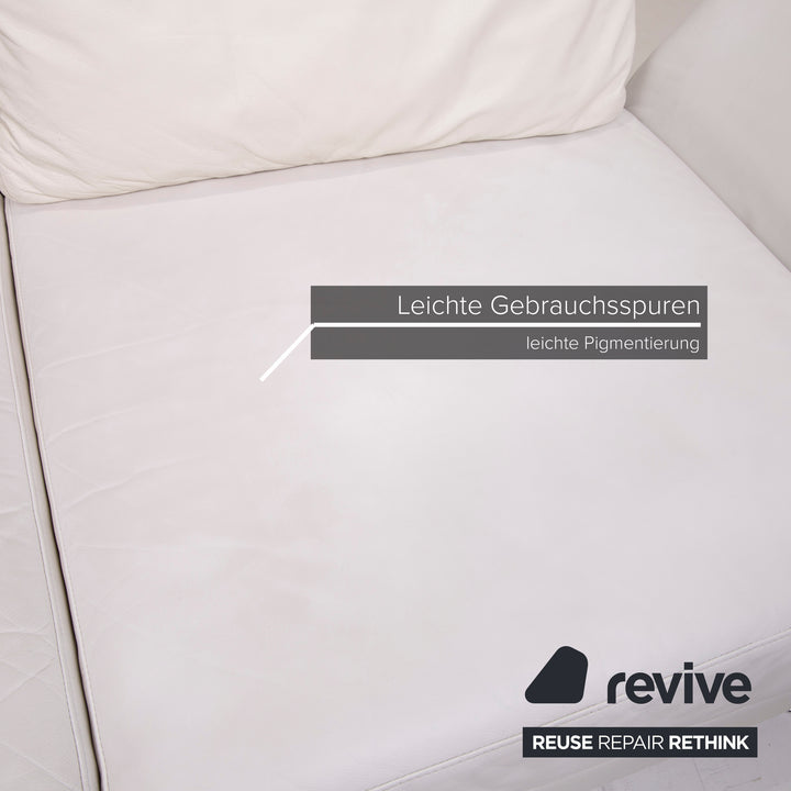 Brühl & Sippold Moule Leder Sofa Weiß Dreisitzer Relaxfunktion #14959