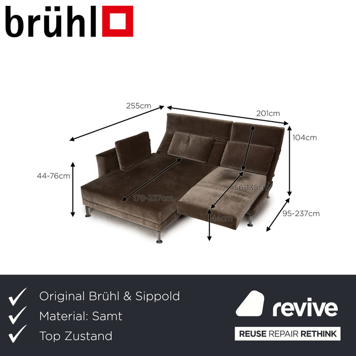 Brühl & Sippold Moule Samt Sofa Olivgrün Ecksofa Couch Funktion Relaxfunktion