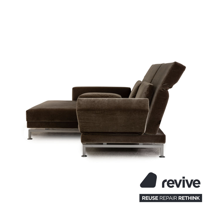 Brühl & Sippold Moule Samt Sofa Olivgrün Ecksofa Couch Funktion Relaxfunktion