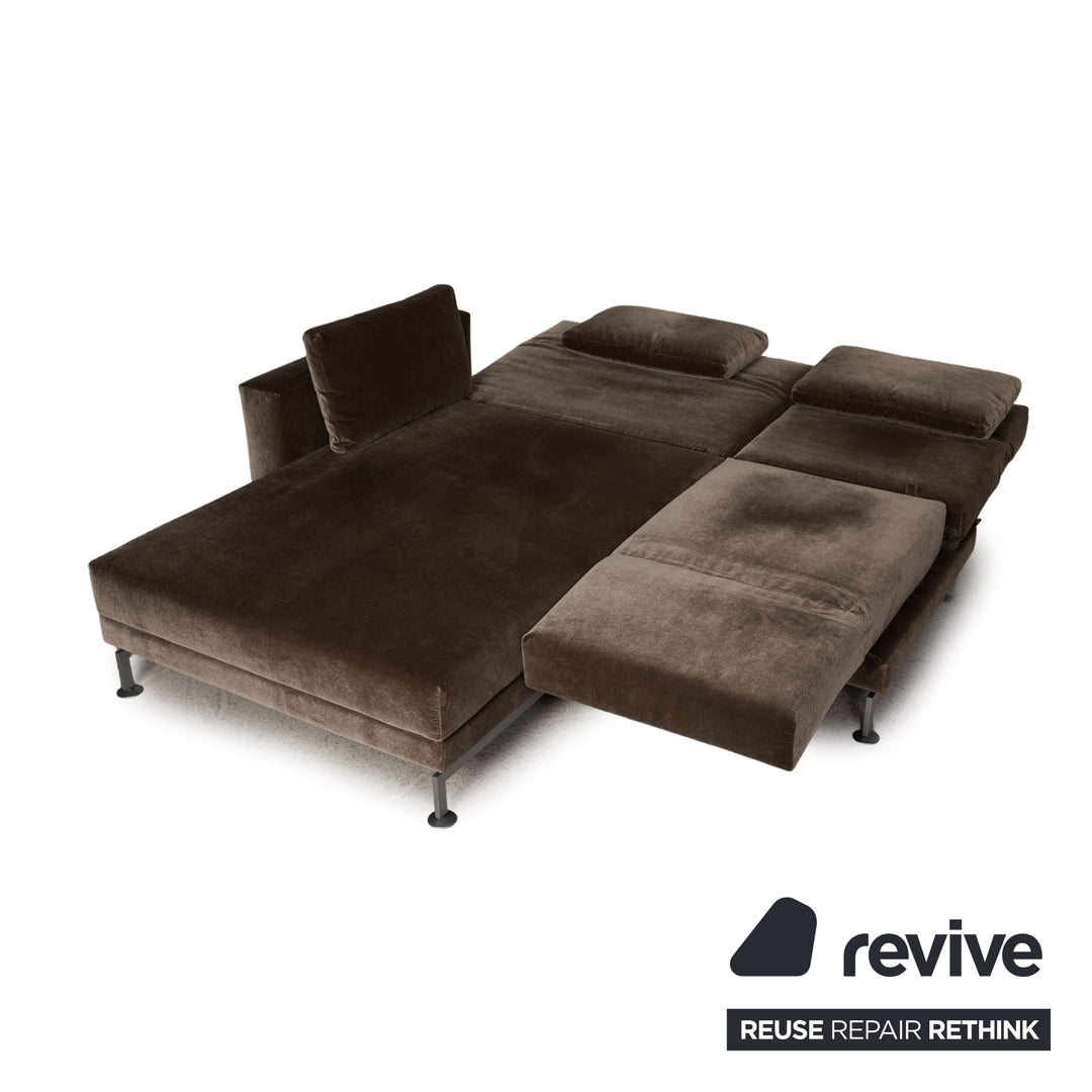 Brühl & Sippold Moule Samt Sofa Olivgrün Ecksofa Couch Funktion Relaxfunktion