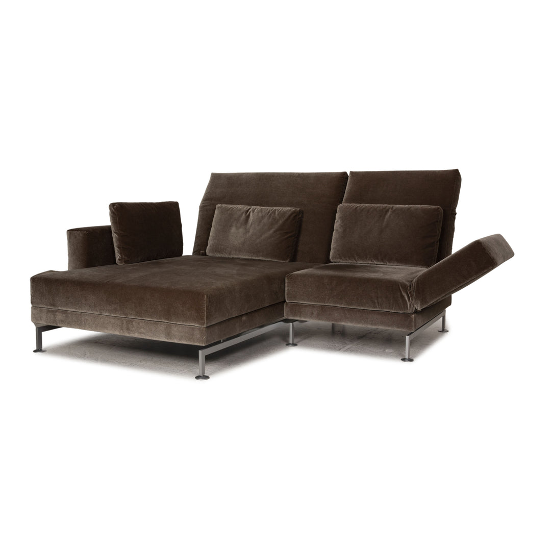 Brühl & Sippold Moule Samt Sofa Olivgrün Ecksofa Couch Funktion Relaxfunktion