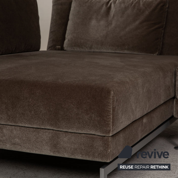 Brühl & Sippold Moule Samt Sofa Olivgrün Ecksofa Couch Funktion Relaxfunktion