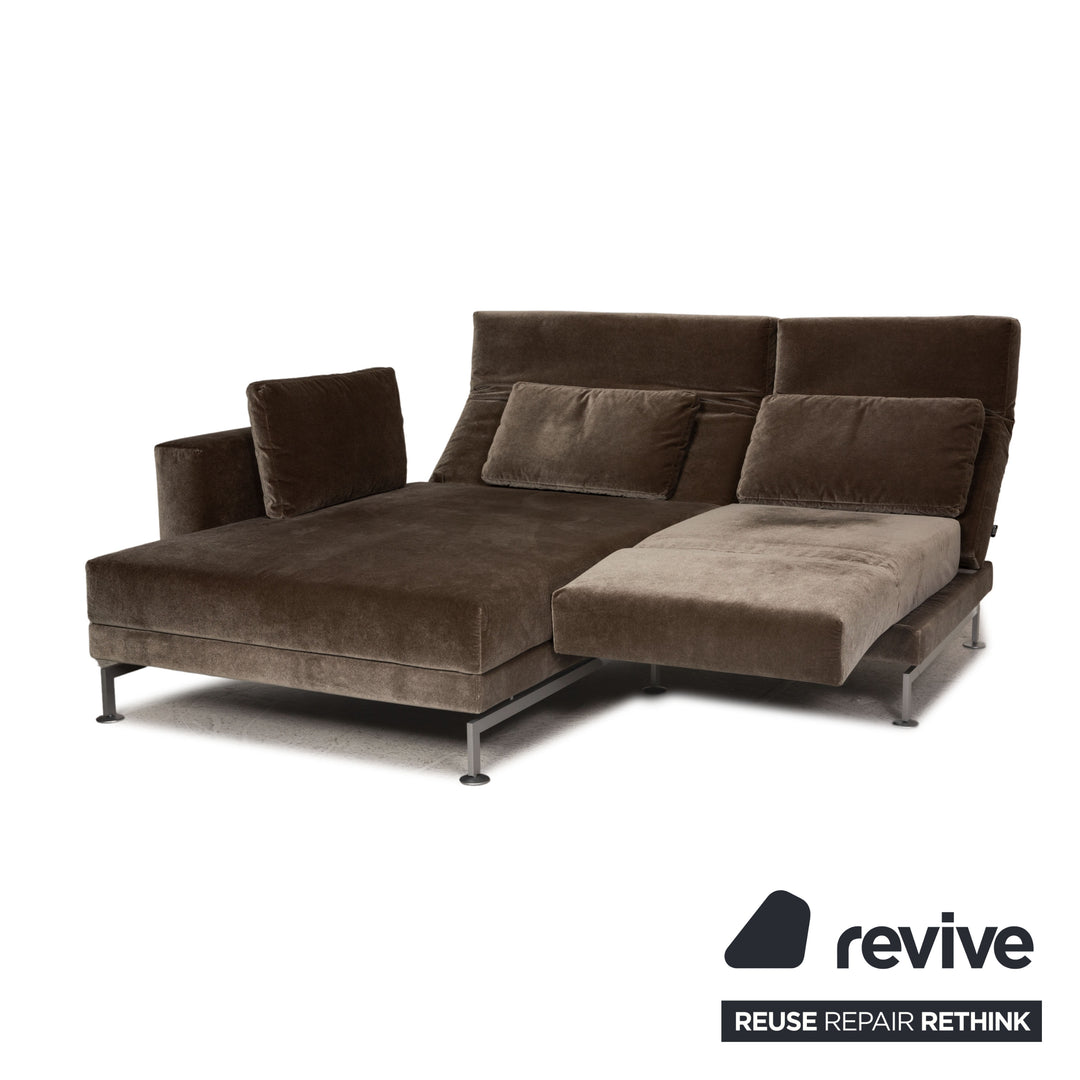 Brühl & Sippold Moule Samt Sofa Olivgrün Ecksofa Couch Funktion Relaxfunktion