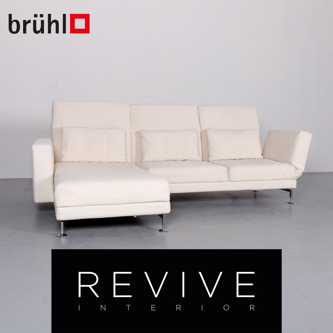 Brühl Moule Stoff Ecksofa Creme Weiß Recamiere Funktion #6271