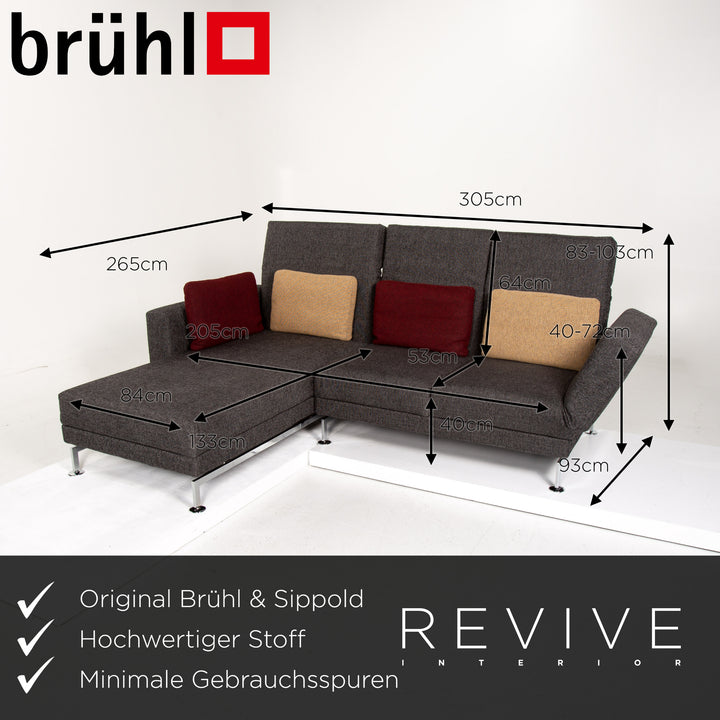 Brühl Moule Stoff Ecksofa Grau Sofa Relaxfunktion Funktion Couch #14300