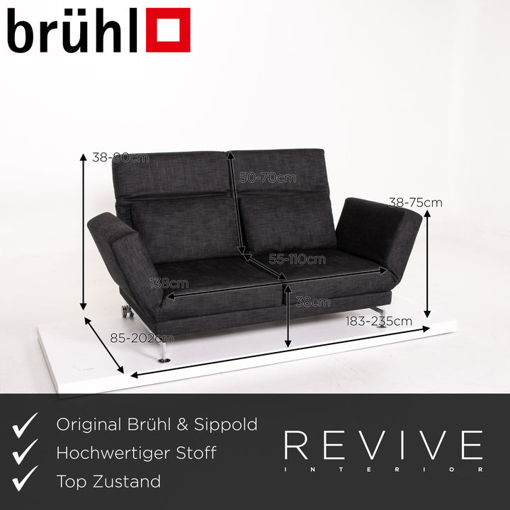 Brühl & Sippold Moule Stoff Sofa Anthrazit Grau Zweisitzer Schlafsofa Relaxfunktion Funktion Schlaffunktion #14222
