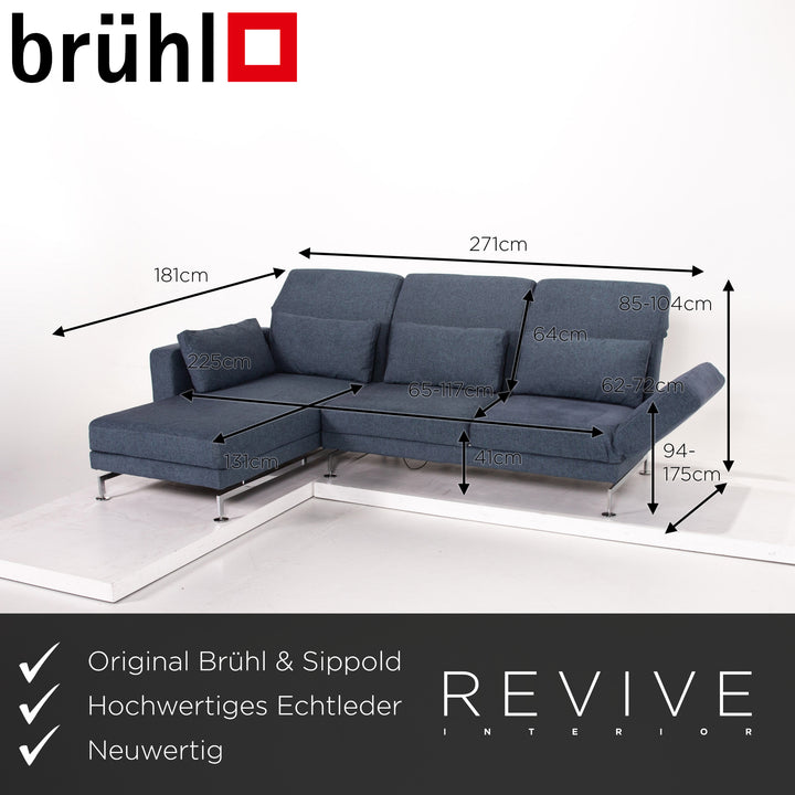 Brühl Moule Stoff Sofa Blau Funktion Relaxfunktion Couch #12929
