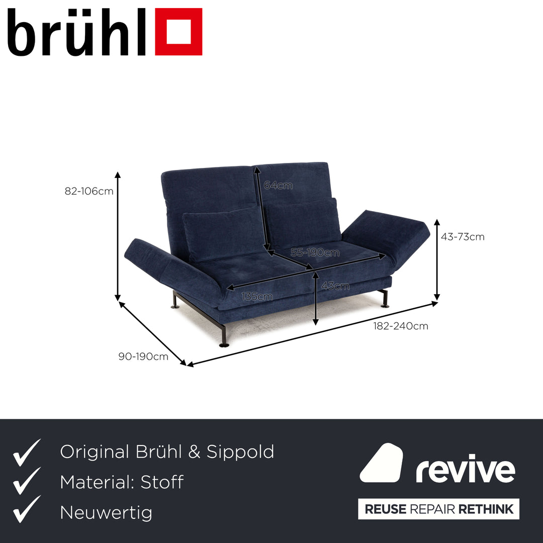 Brühl & Sippold Moule Stoff Sofa Blau Zweisitzer Funktion Schlaffunktion