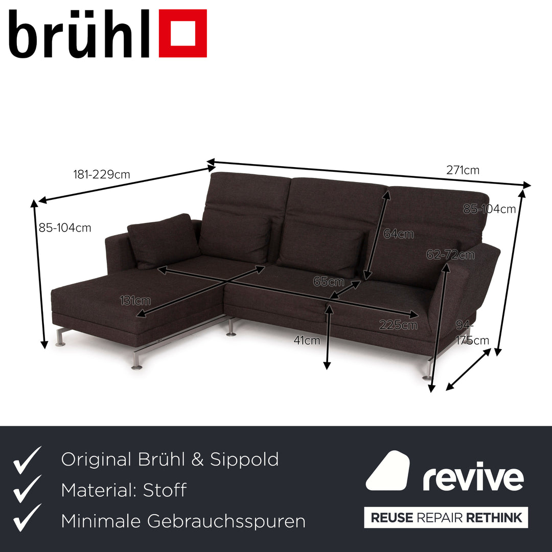 Brühl Moule Stoff Sofa Braun Ecksofa Funktion Relaxfunktion Dunkelbraun