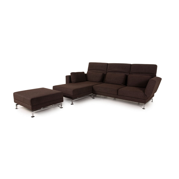 Brühl & Sippold Moule Stoff Sofa Braun Ecksofa inkl Hocker Funktion Relaxfunktion Couch